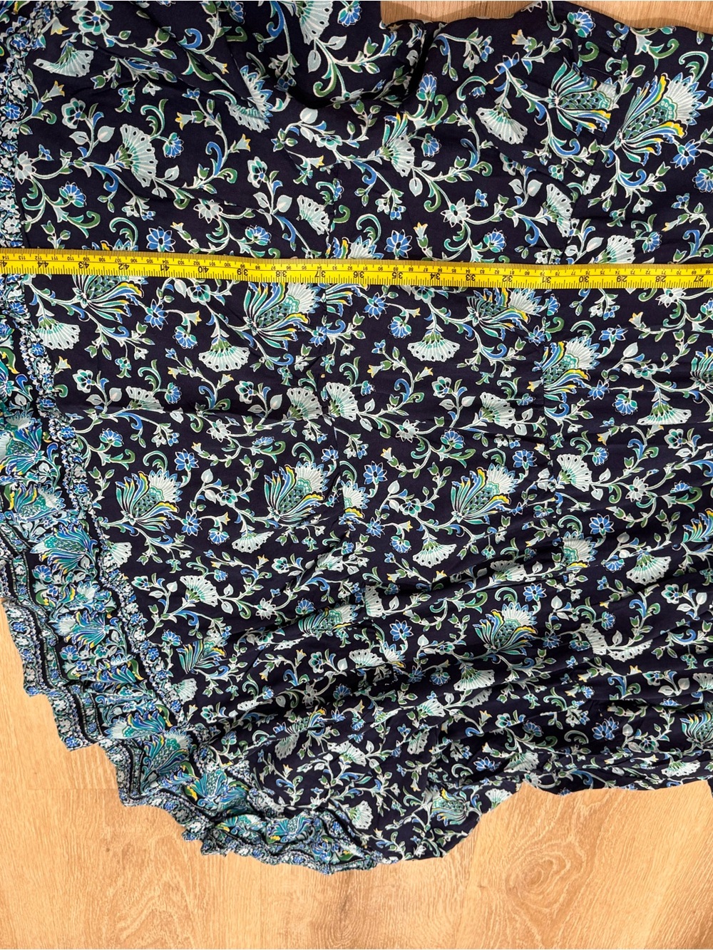Soft Surroundings Navy Maxi Skirt with Aqua Floral Print 2XL NEW BOHO COTTAGE - Picture 7 of 7